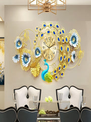 Peacock Wall Clocks Gleaming Floral Elegant Artistic Home Accent Wall Clocks
