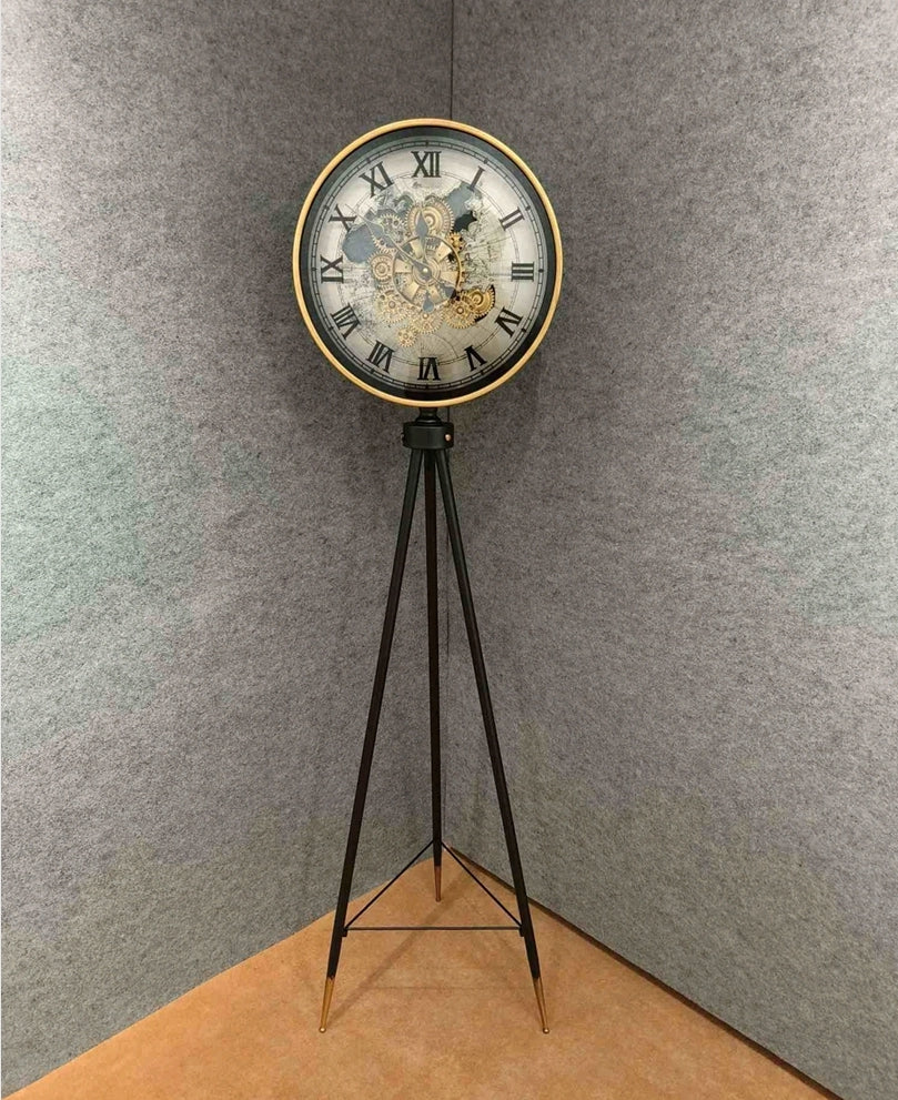 Gold Metal Tripod Standing Clock