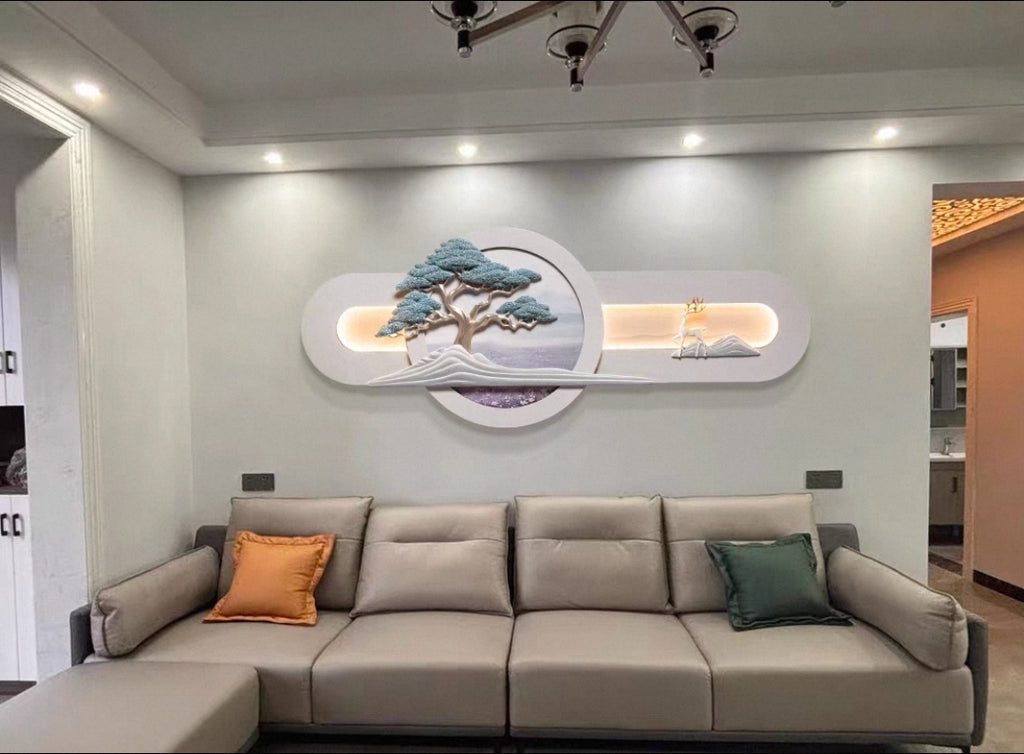 The Tranquil Pine & Deer – 3D Resin Wall Decor