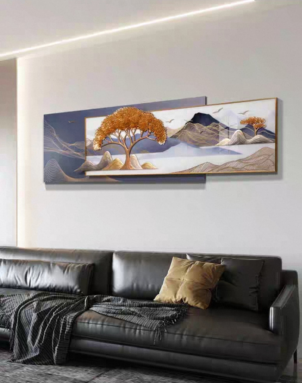 Golden Serenity – 3D Resin Wall Decor