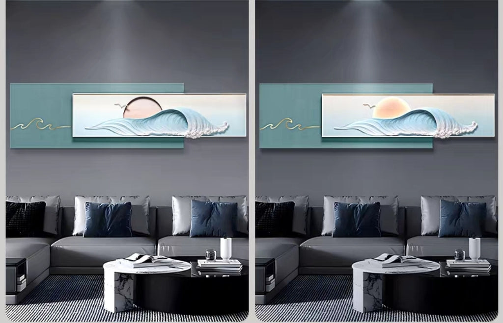 Ocean Sunrise Wave – 3D Resin Wall Decor