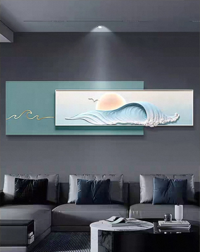 Ocean Sunrise Wave – 3D Resin Wall Decor
