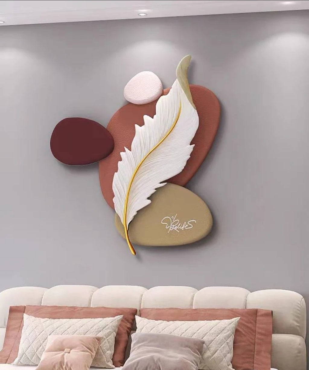 Soft Harmony Feather – 3D Resin Wall Decor