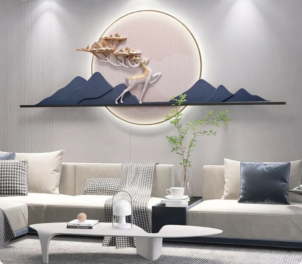 Celestial Deer Radiance – 3D Resin Wall Decor