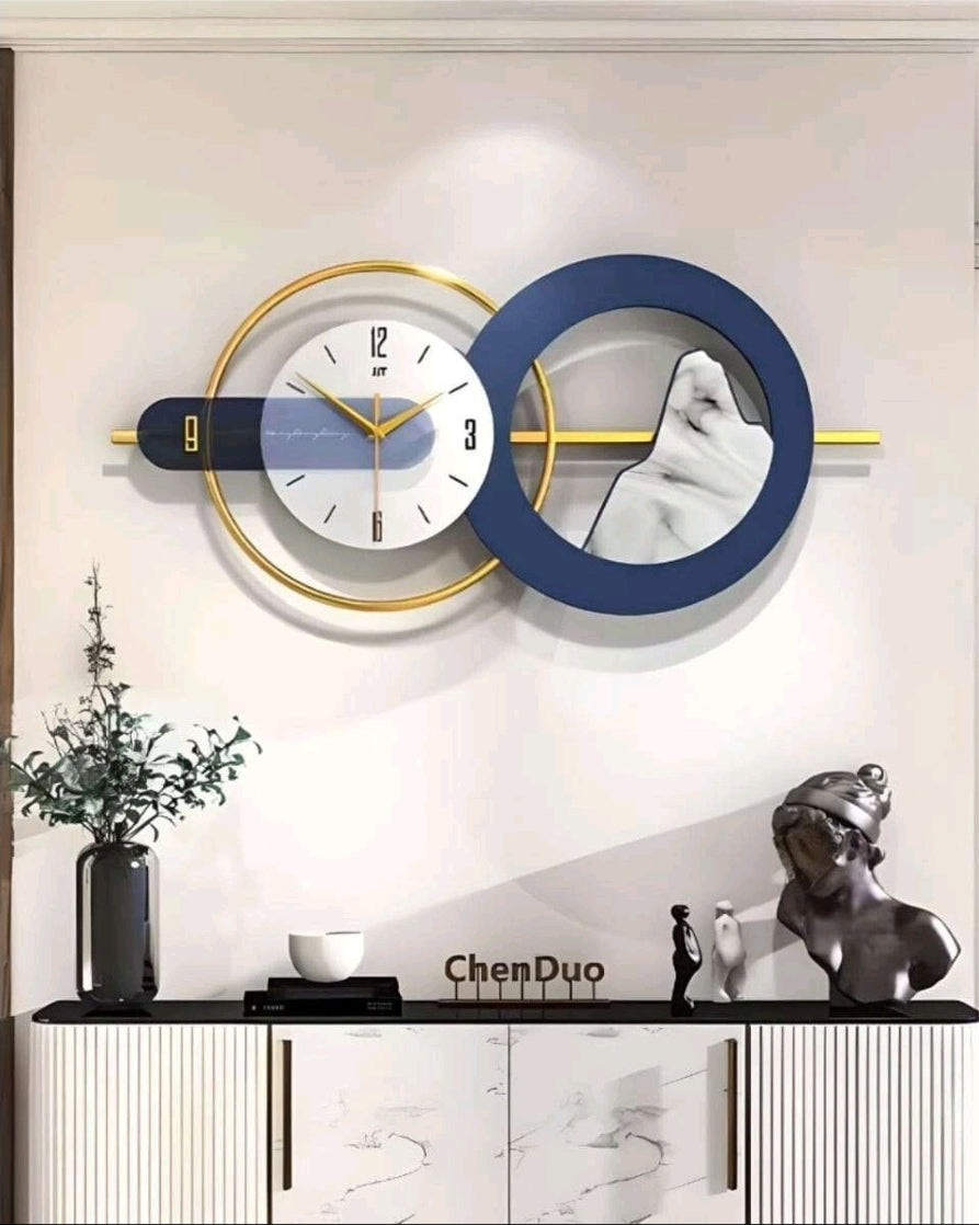 Modern Metal Wall Clock - Navy Blue