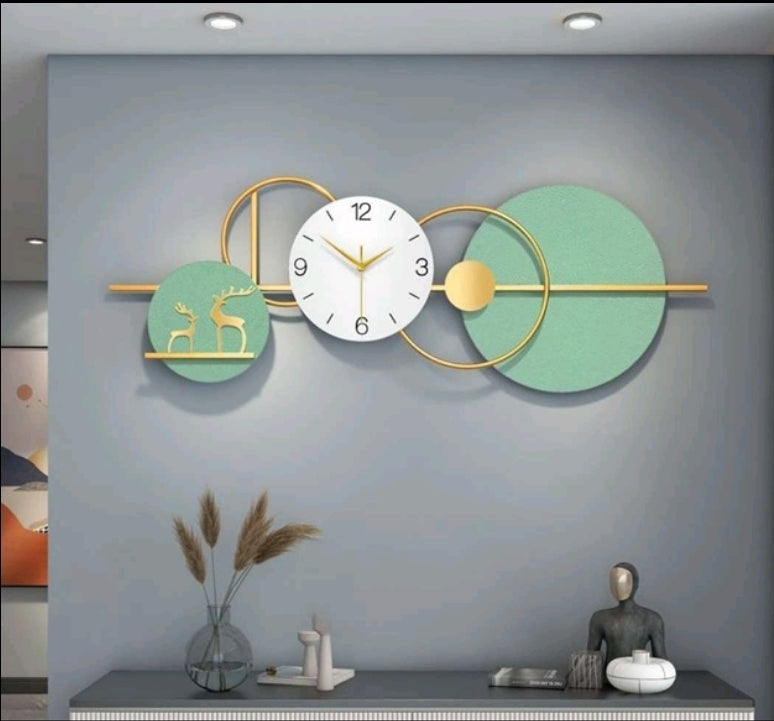 Modern Metal Wall Clock - Mint Green