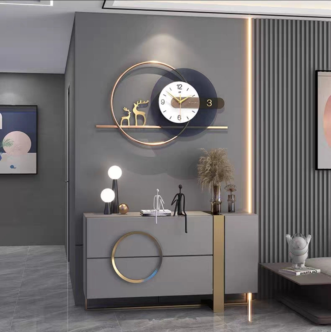 Modern Black & Gold Metal Wall Clock