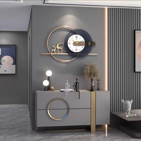 Modern Black & Gold Metal Wall Clock