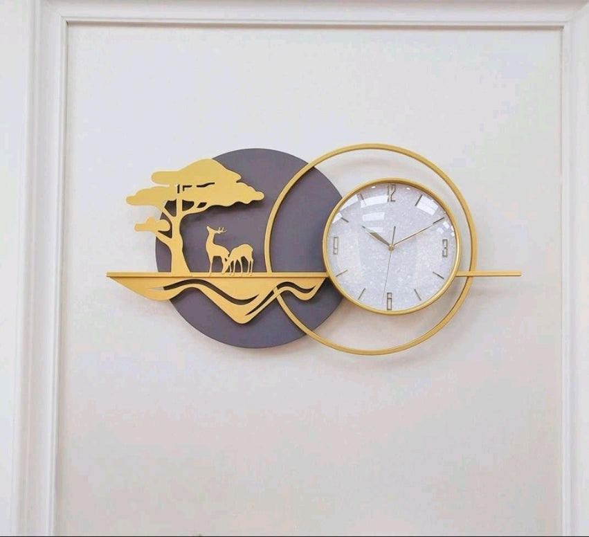 Modern Gold & Grey Metal Wall Clock
