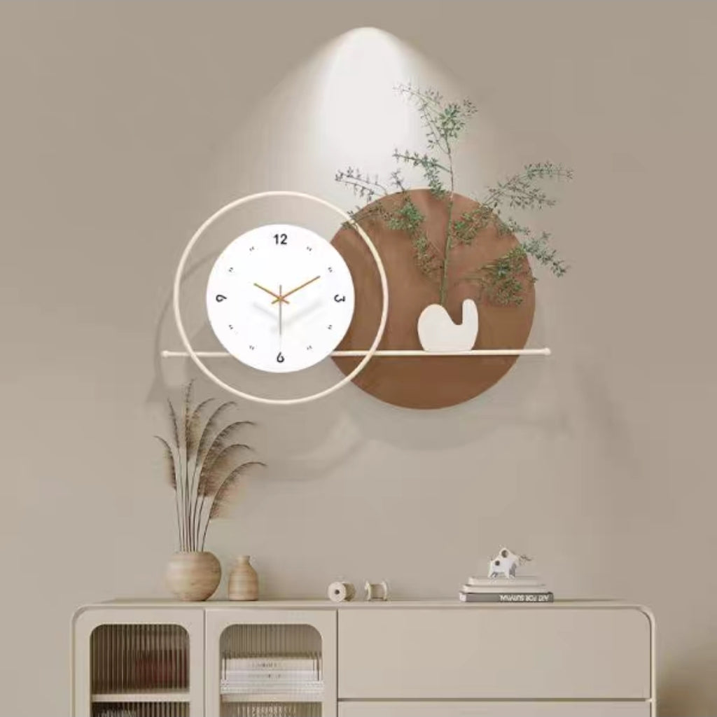 White & Brown Decorative Metal Wall Clock