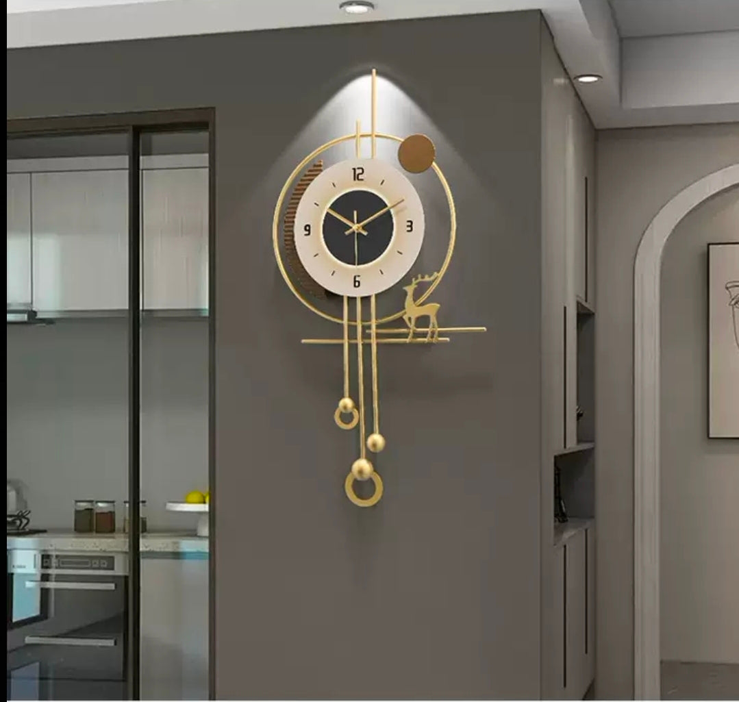 Metal wall clock with led lights