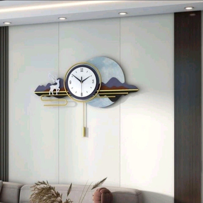 Metal Wall Clocks Modern Abstract Landscape Pendulum