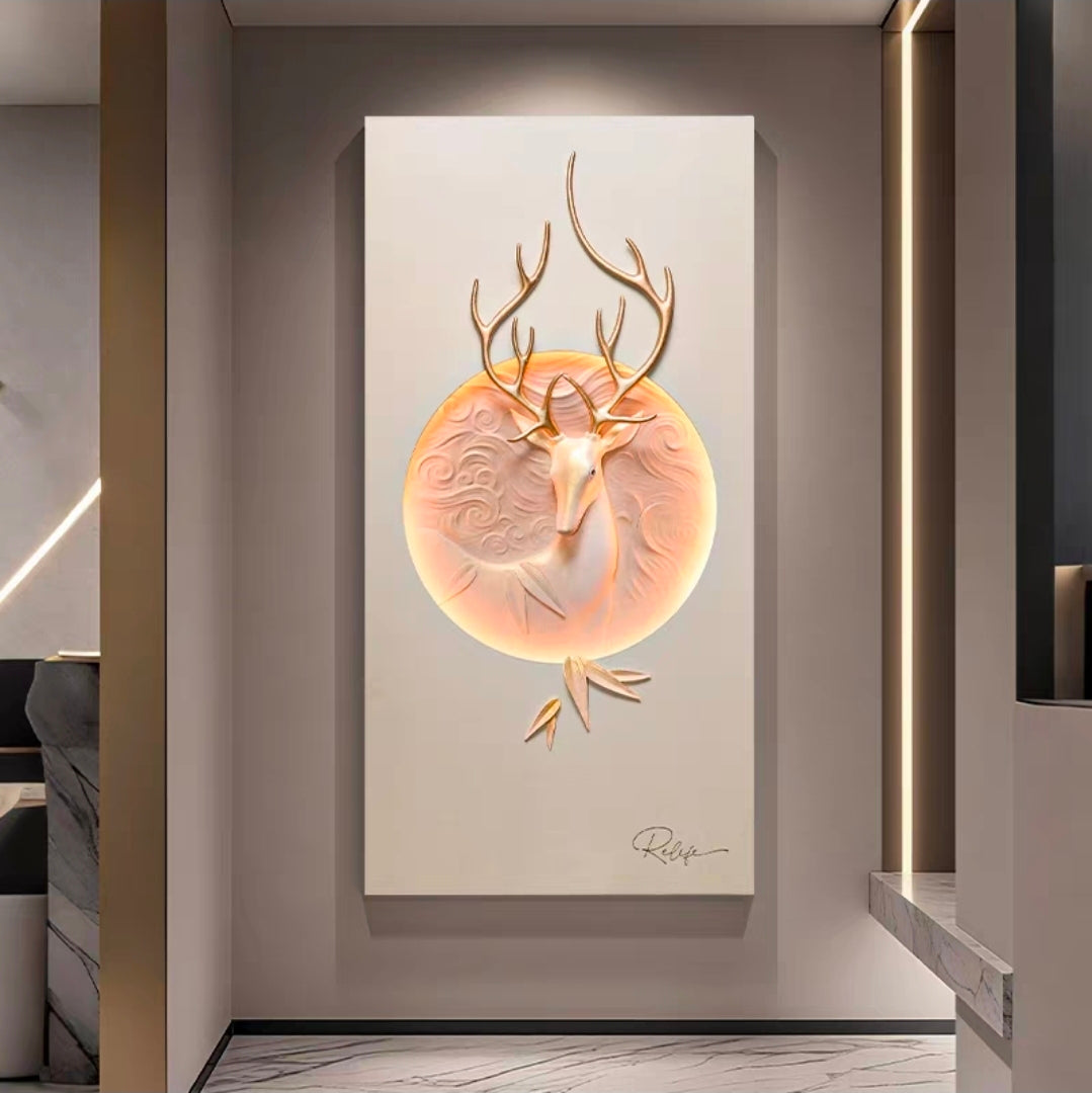 Golden Deer 3D Wall Art