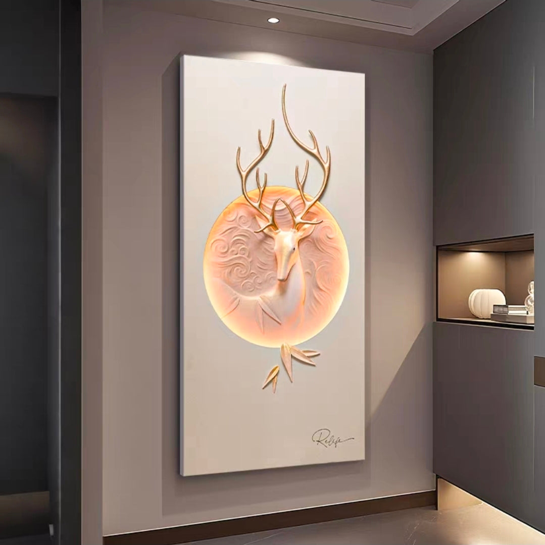 Golden Deer 3D Wall Art