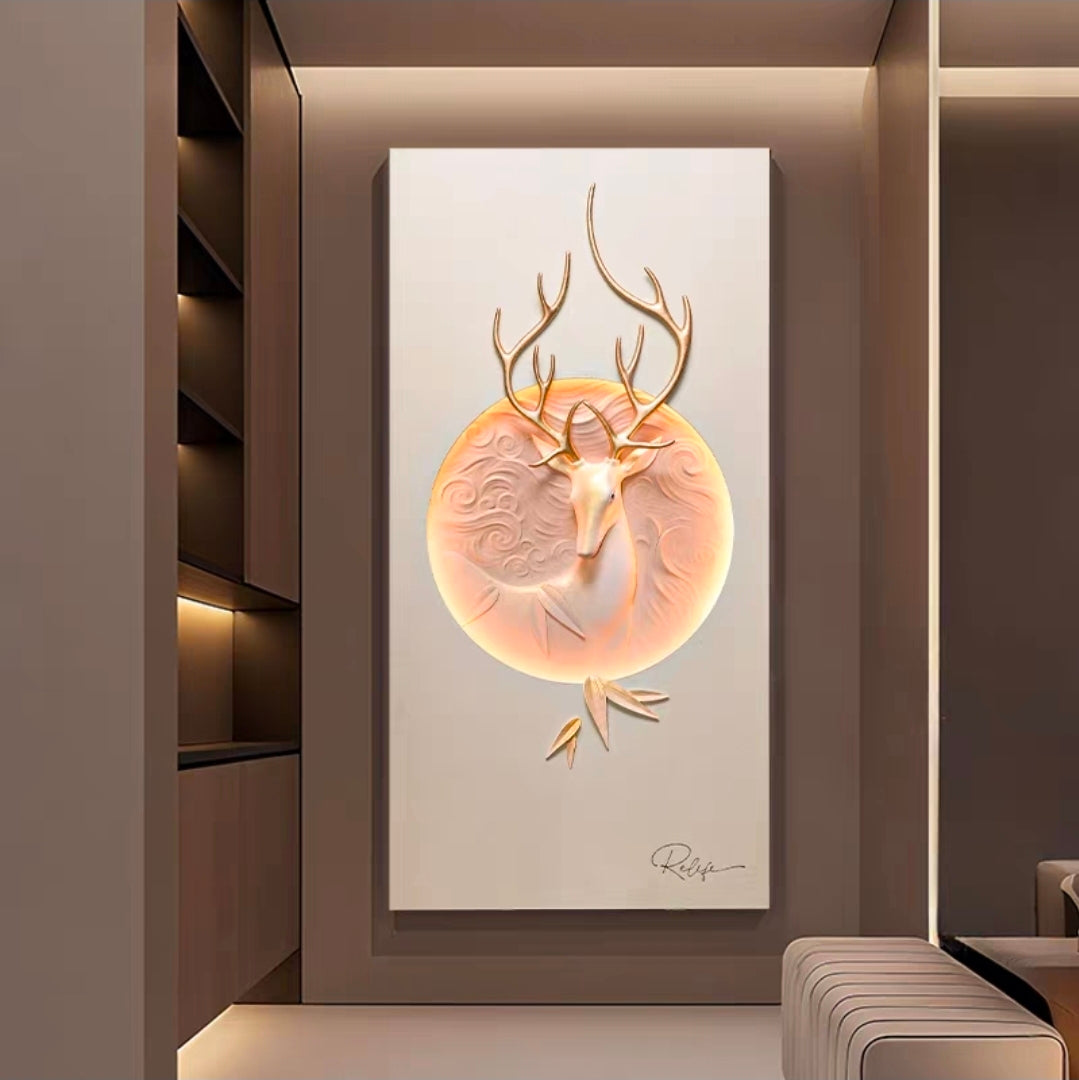 Golden Deer 3D Wall Art