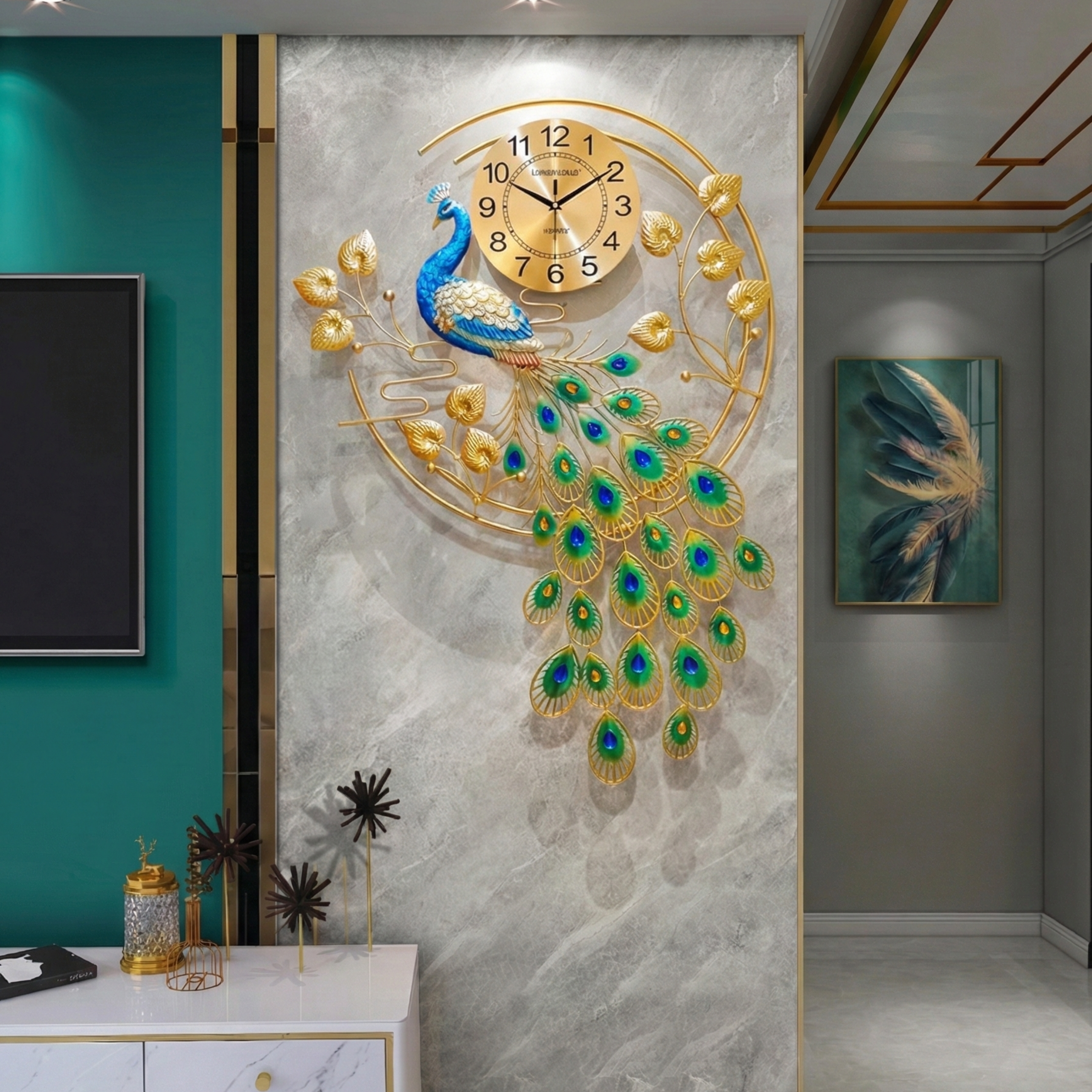 Peacock wall clock