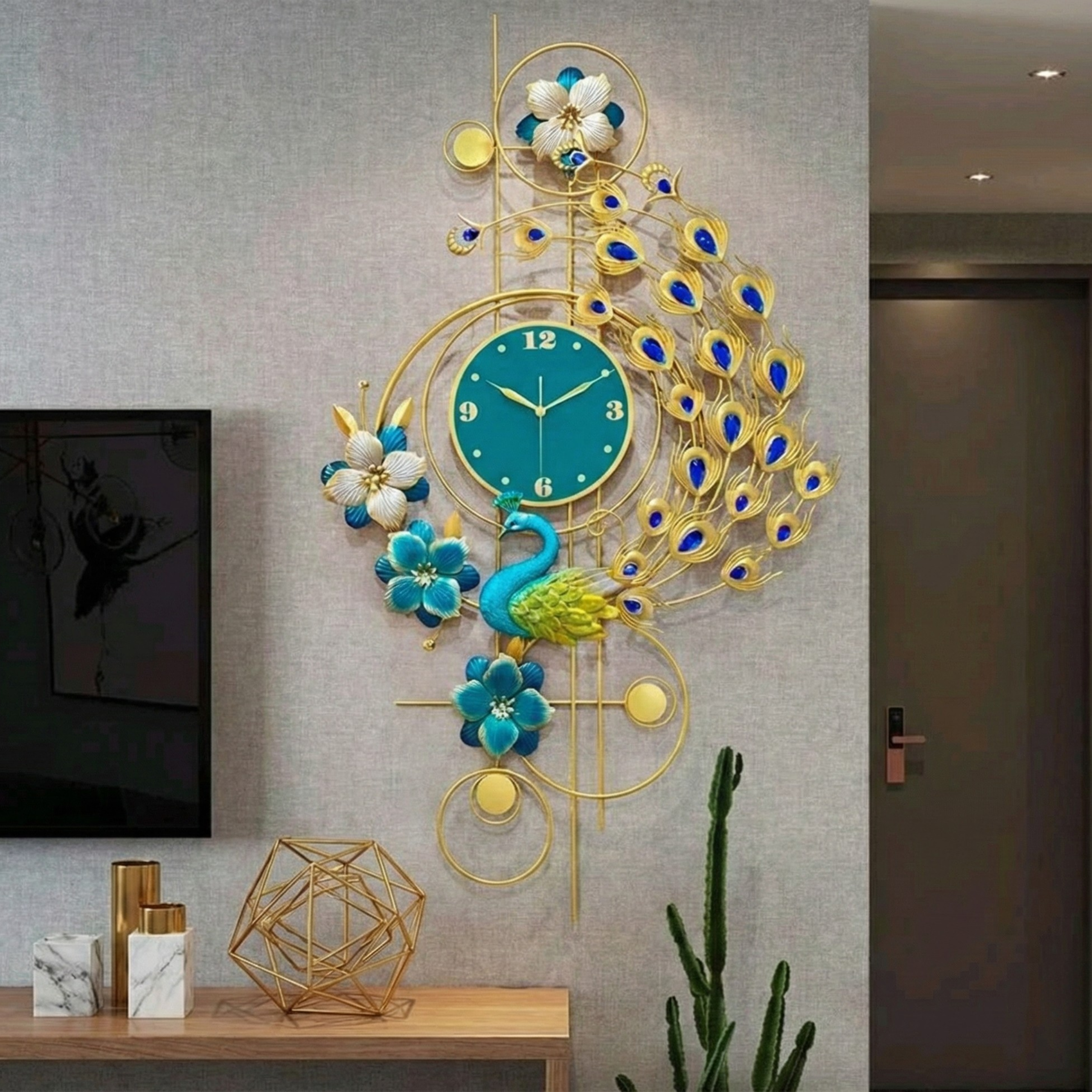 Peacock wall clock