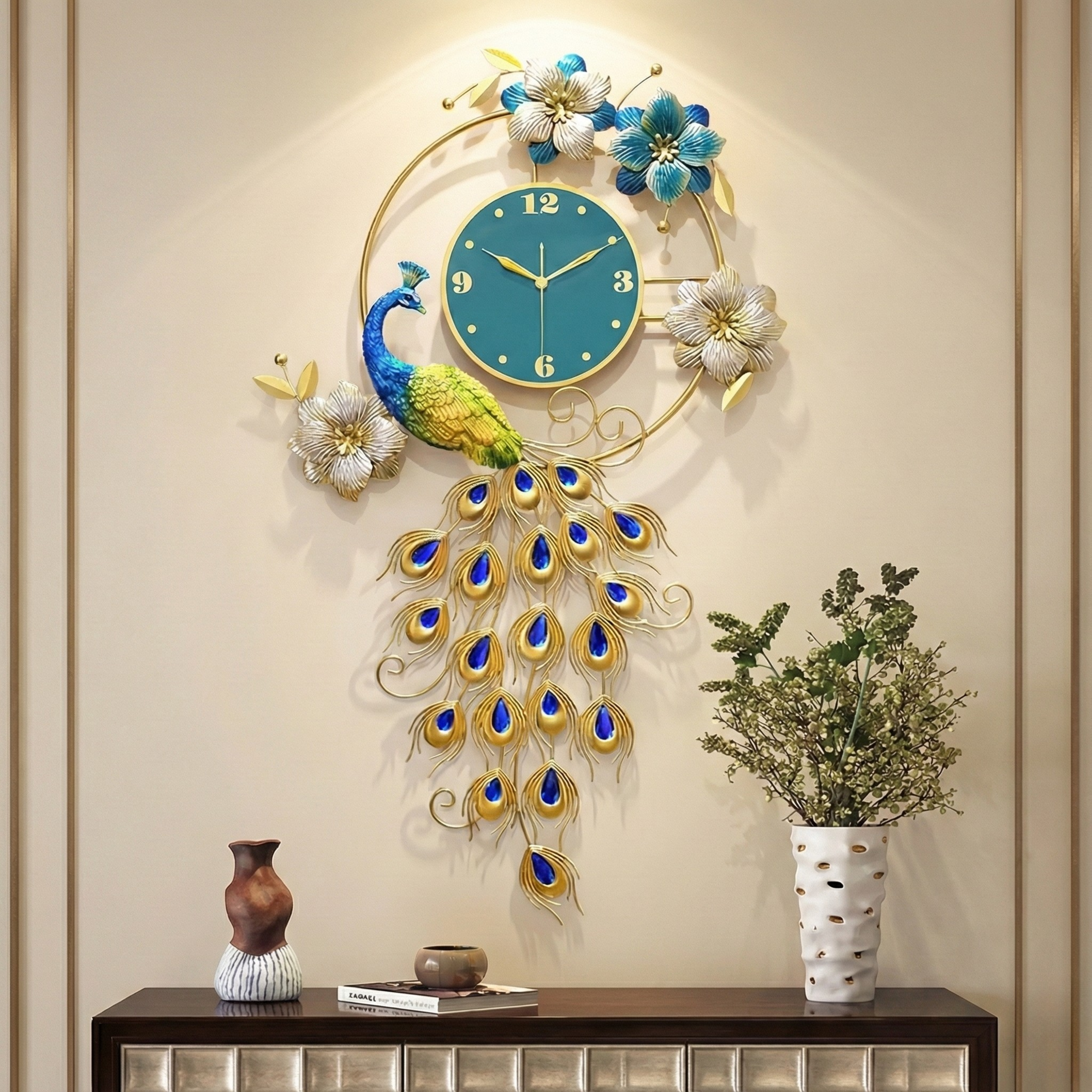 Peacock wall clock