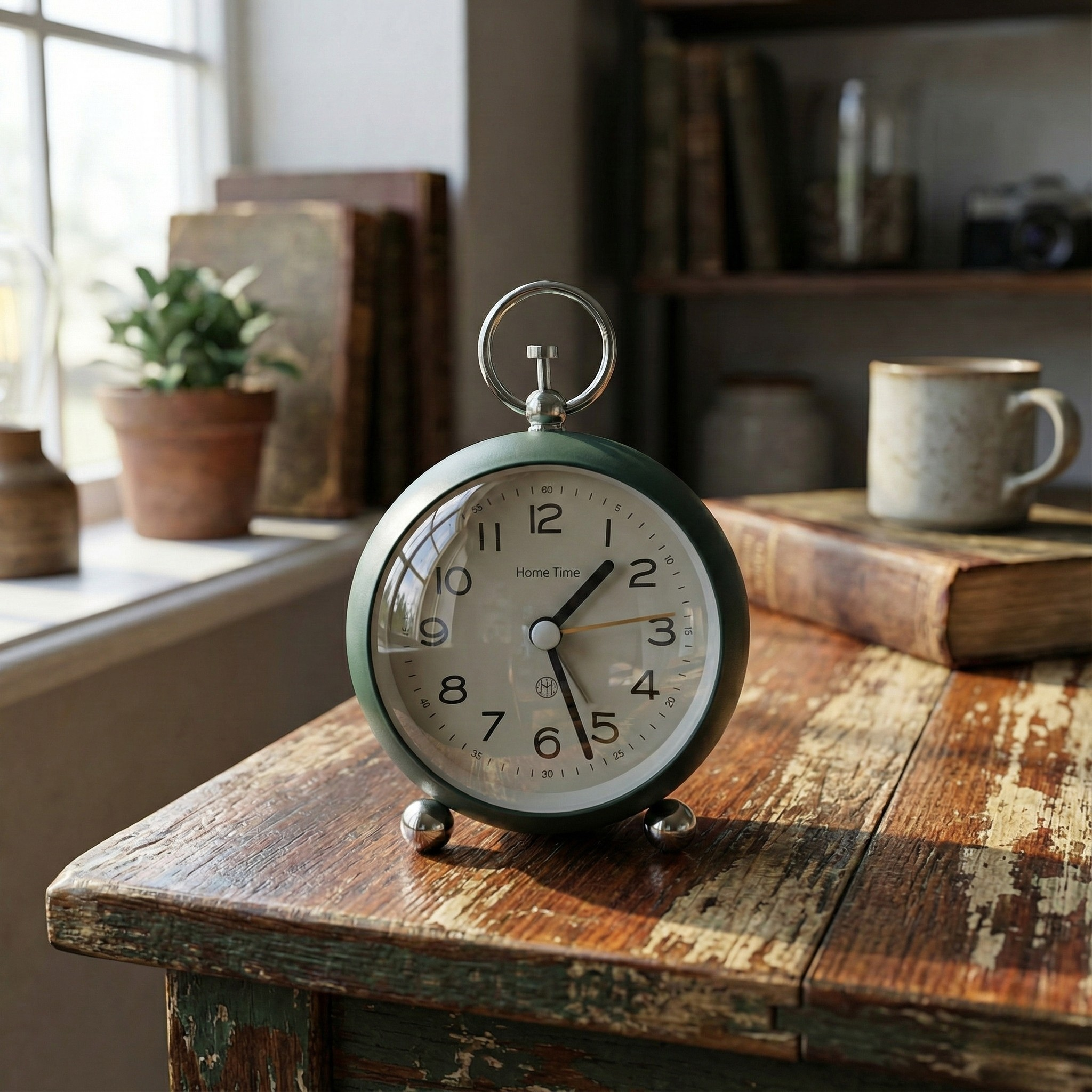 Table Clock Mini Retro Round Analog Alarm Clock - Pastel & Neutral Collection