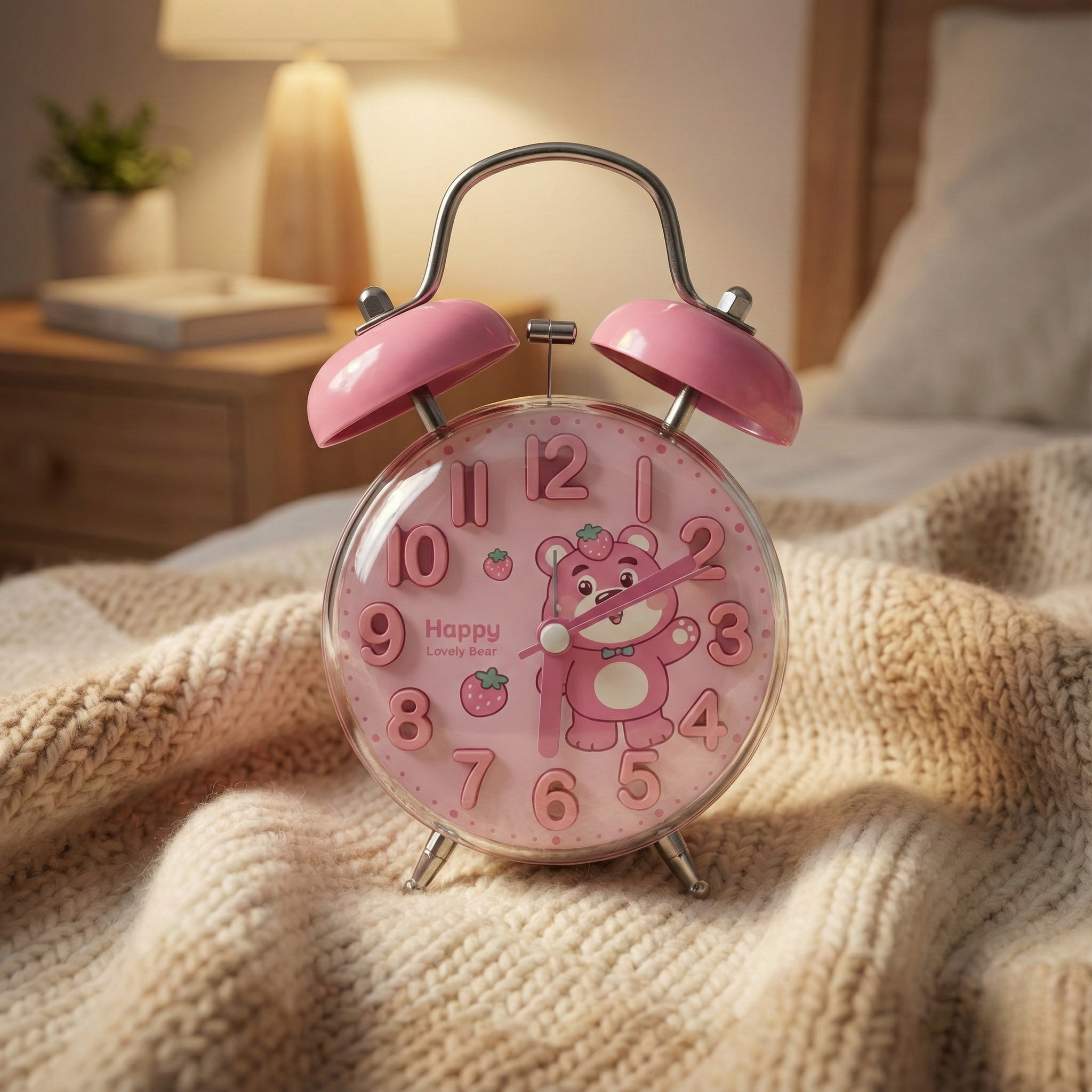 Table Clock Cute Cartoon Character Twin Bell Alarm Clock for Kids