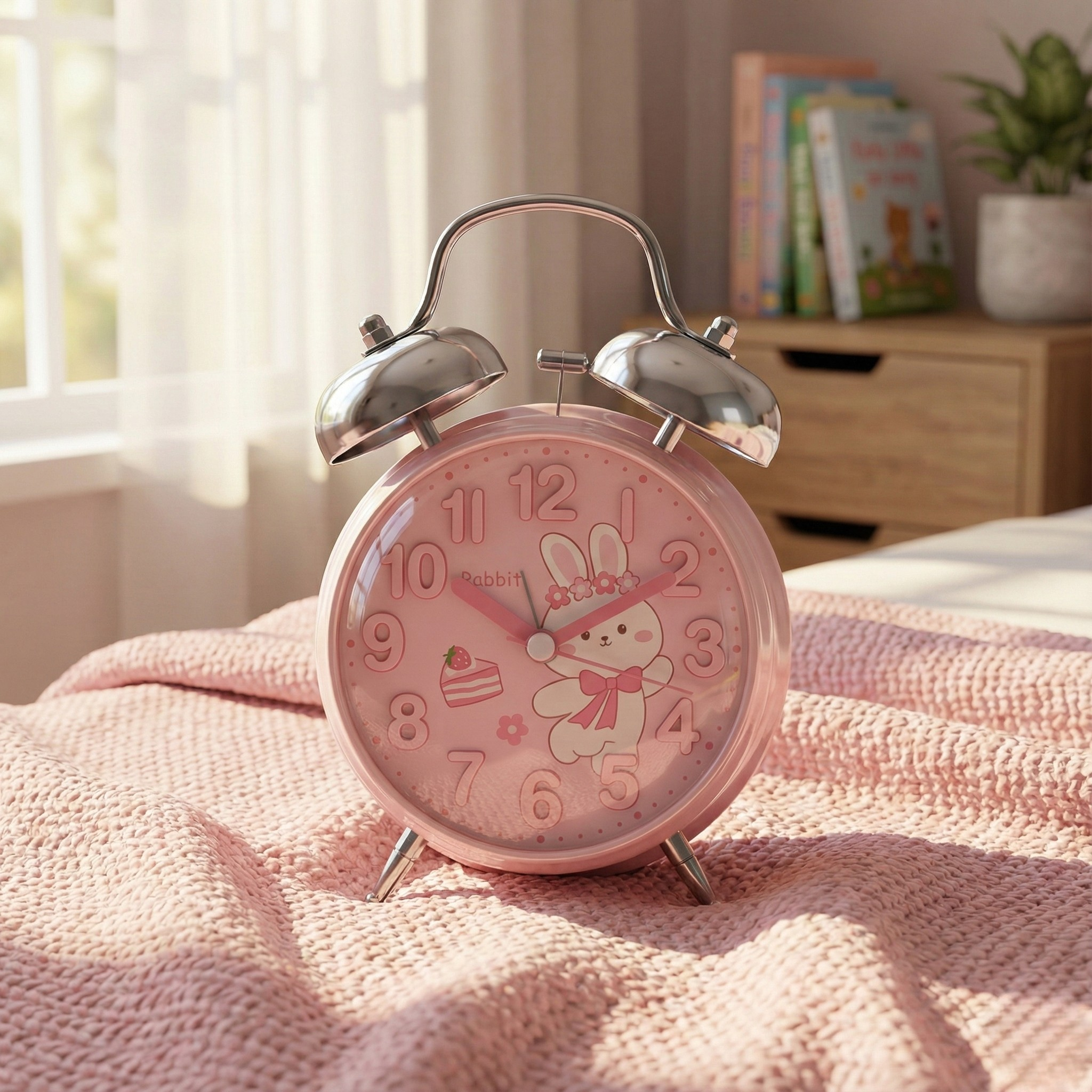 Table Clock Cute Cartoon Character Twin Bell Alarm Clock for Kids