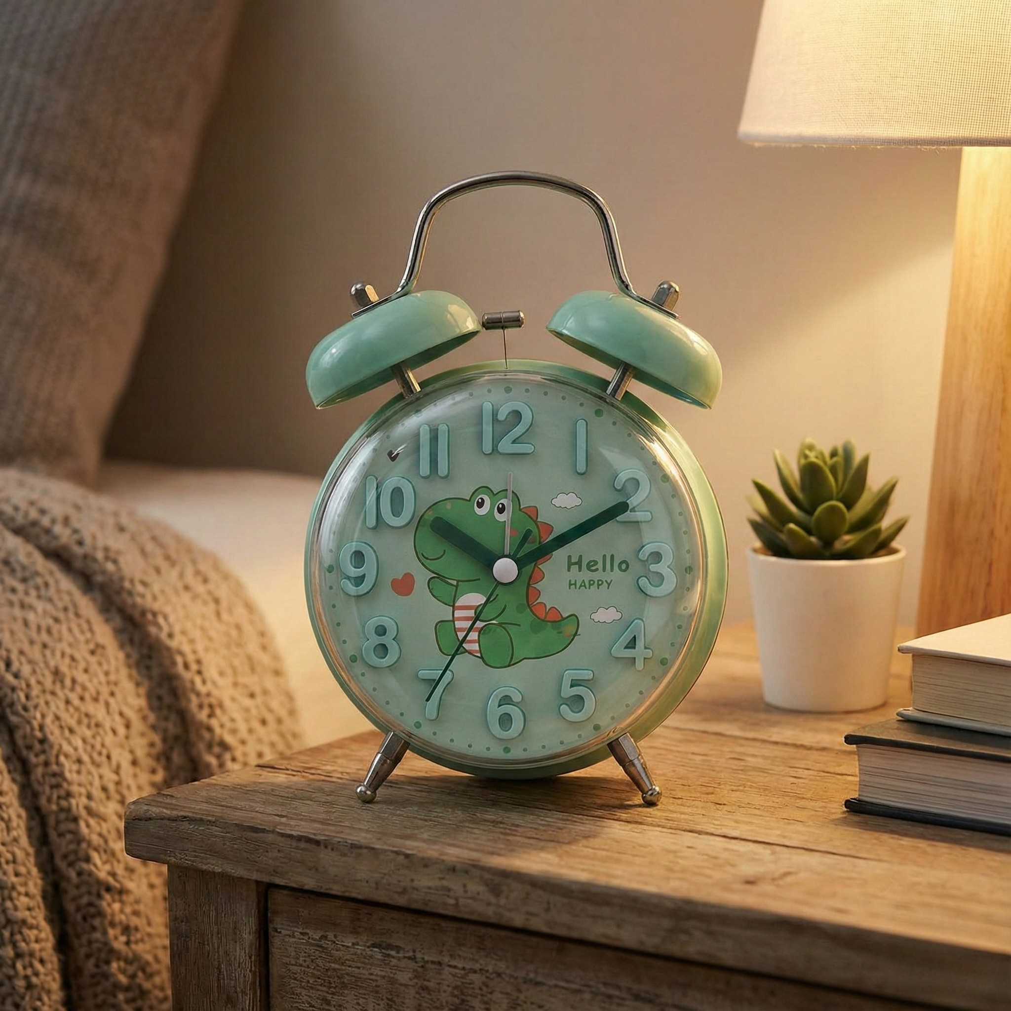 Table Clock Cute Cartoon Character Twin Bell Alarm Clock for Kids