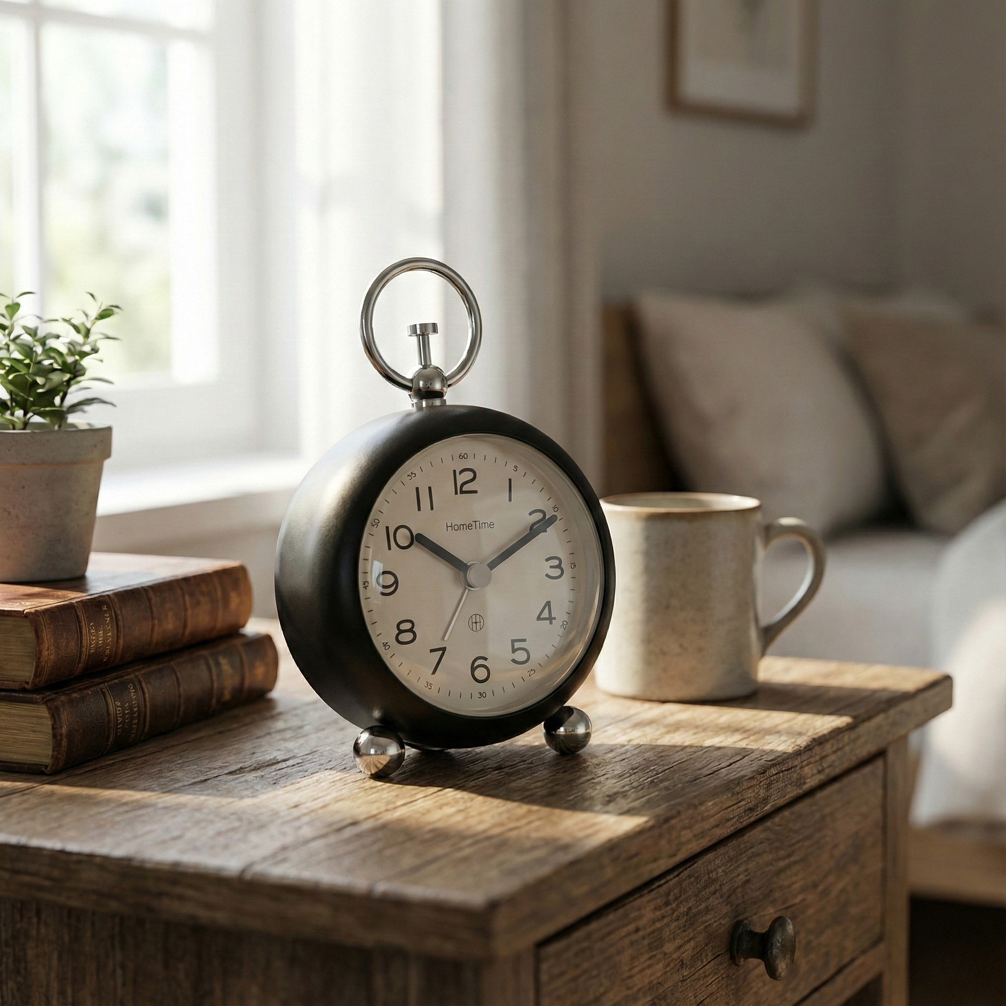 Table Clock Mini Retro Round Analog Alarm Clock - Pastel & Neutral Collection