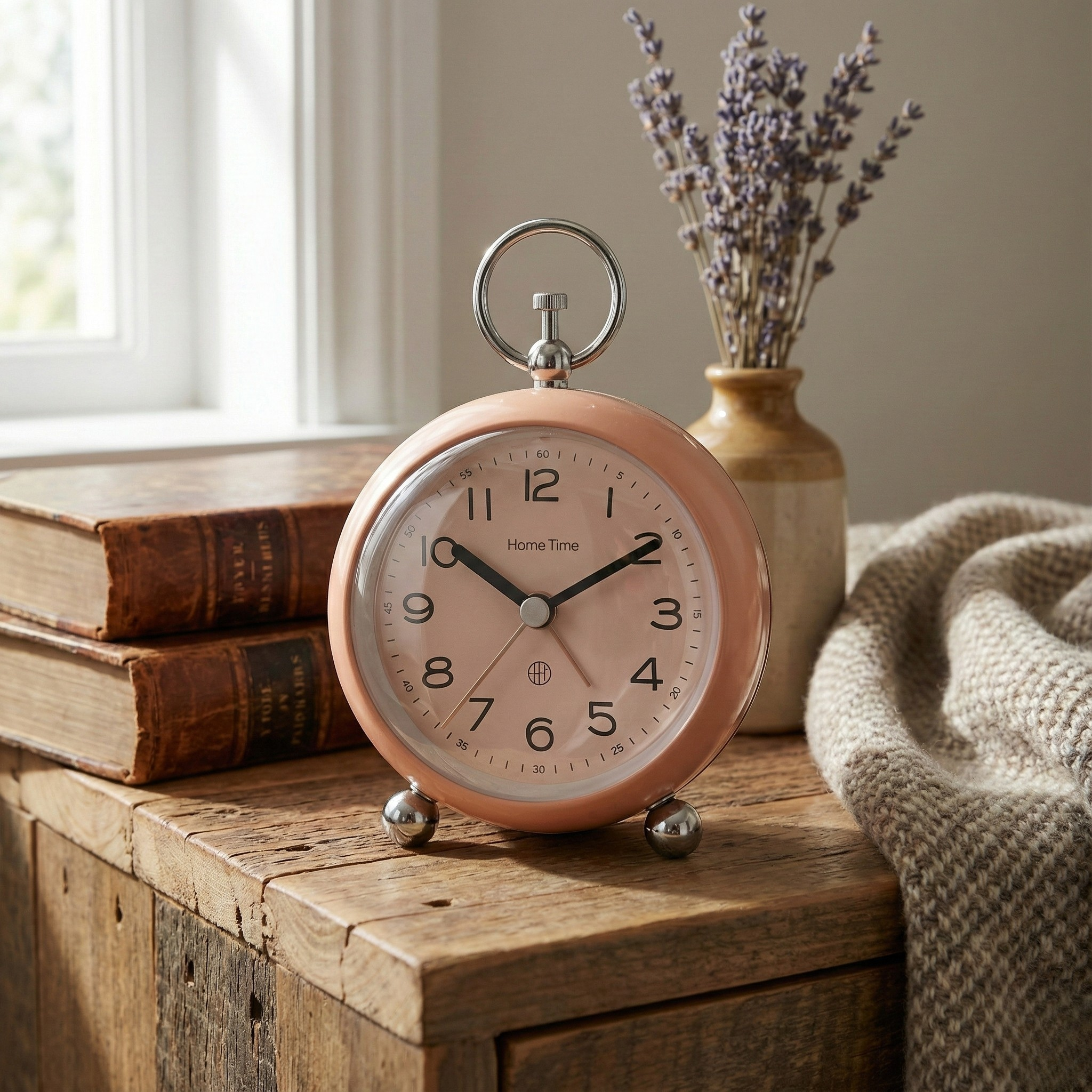 Table Clock Mini Retro Round Analog Alarm Clock - Pastel & Neutral Collection