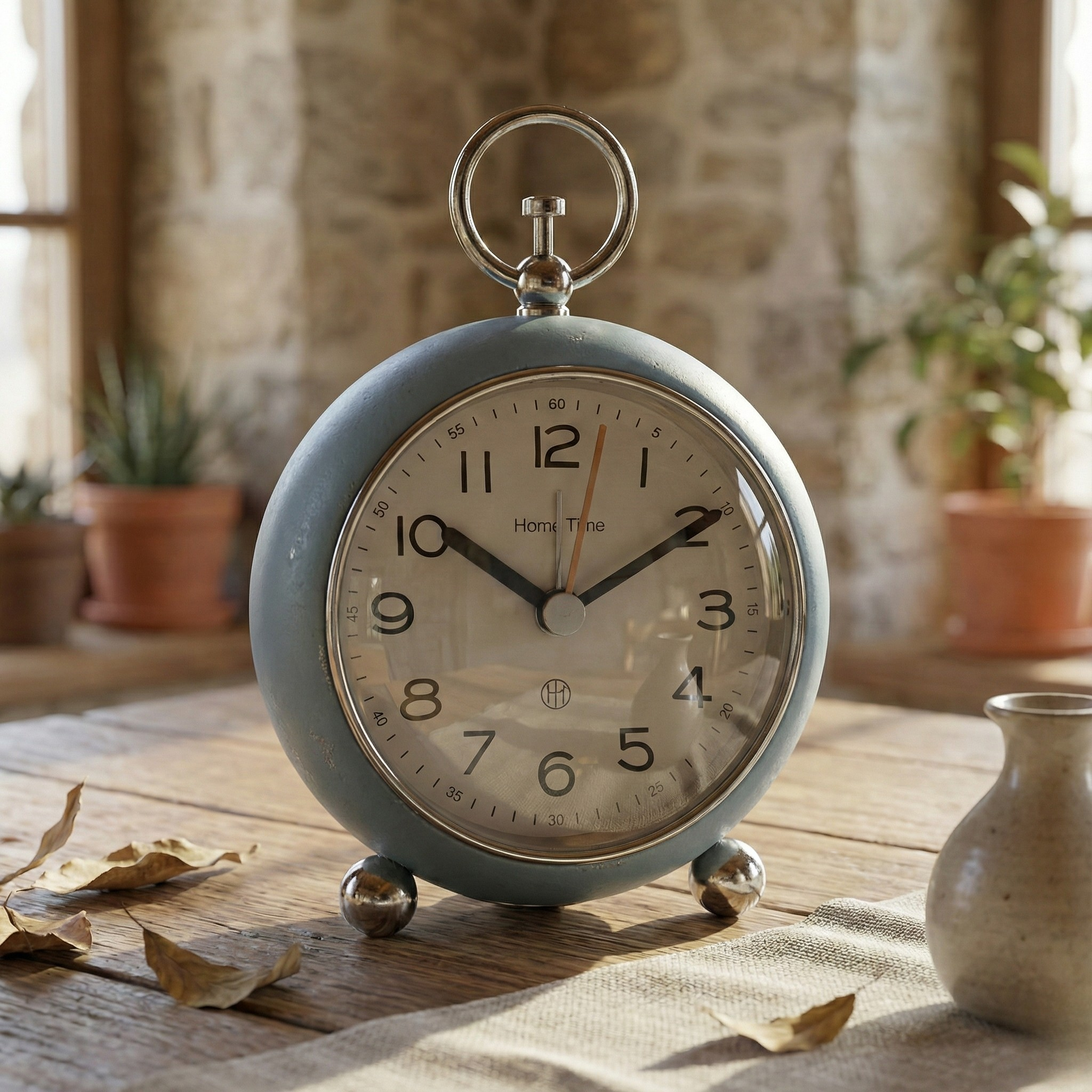 Table Clock Mini Retro Round Analog Alarm Clock - Pastel & Neutral Collection