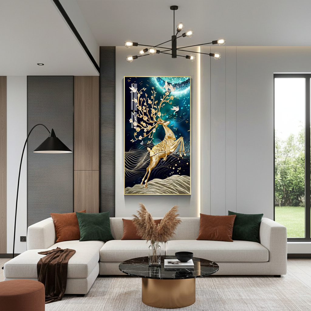 Modern Crystal Painting with Metal Frame