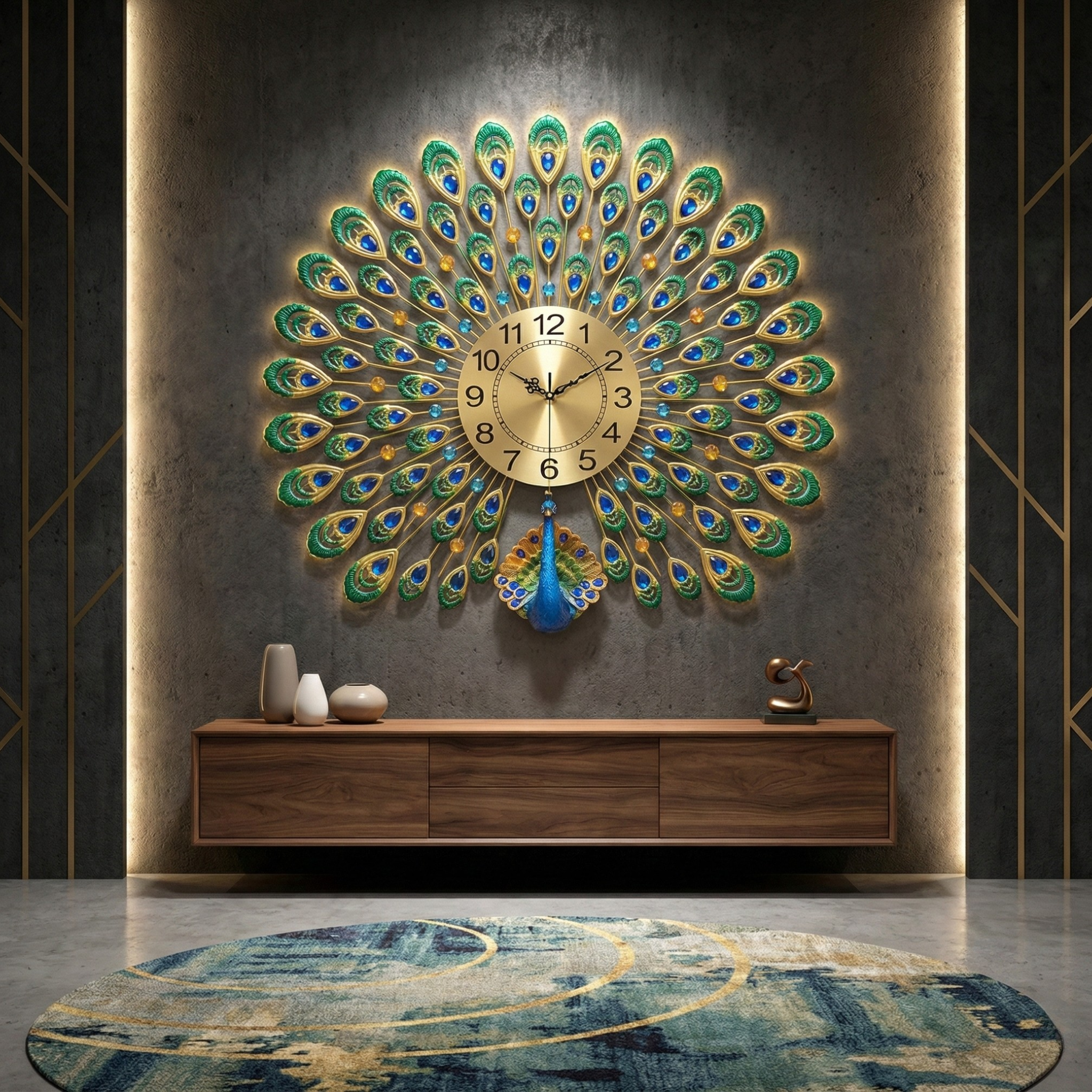 Peacock wall clocks