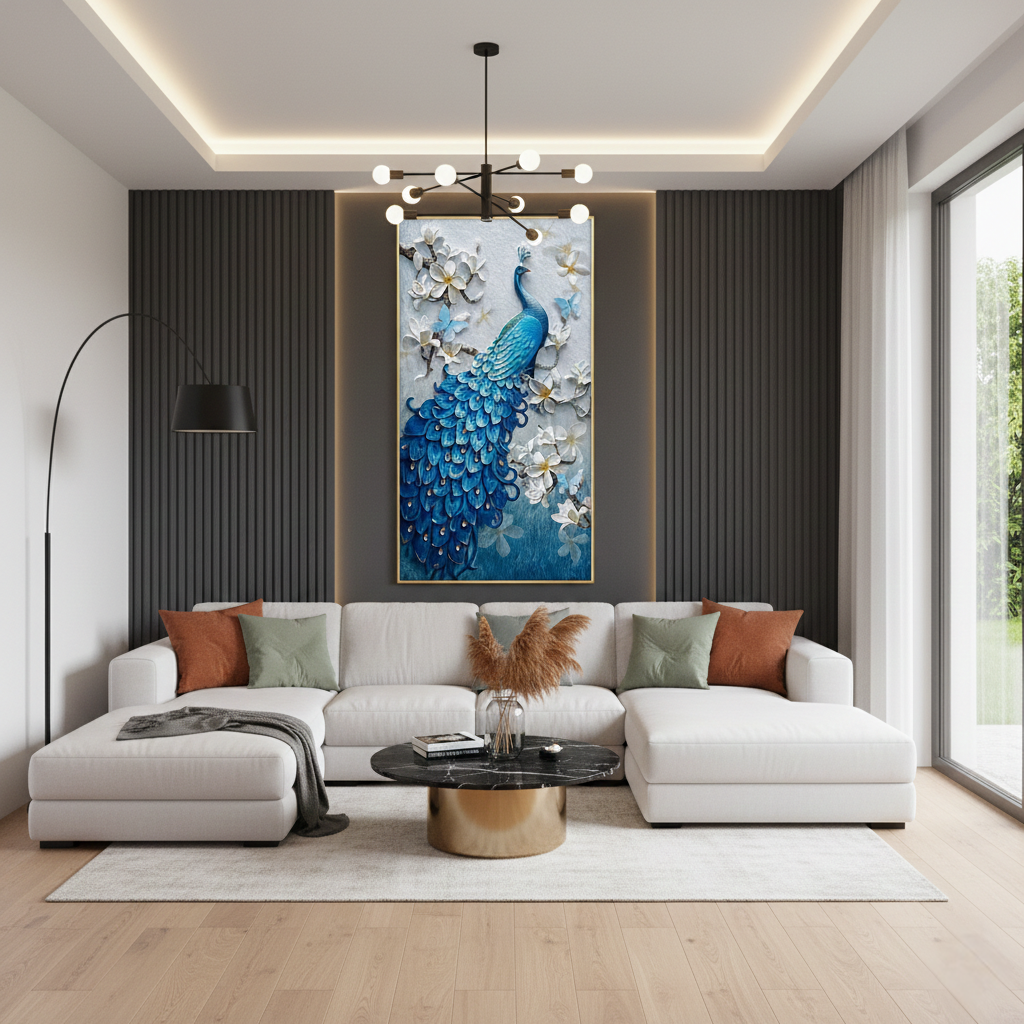 Modern Crystal Painting with Metal Frame