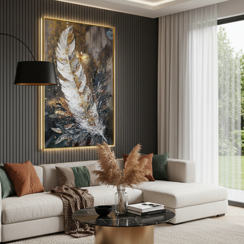 Modern Crystal Painting with Metal Frame