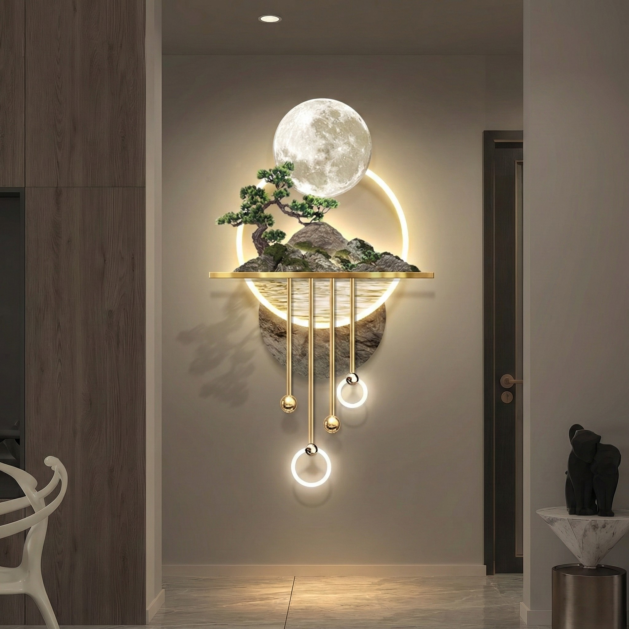 3D Crystal wall decor with led lights