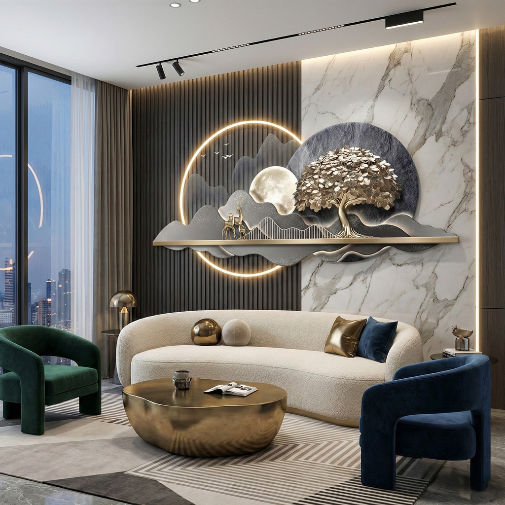 3D Crystal wall decor with led lights