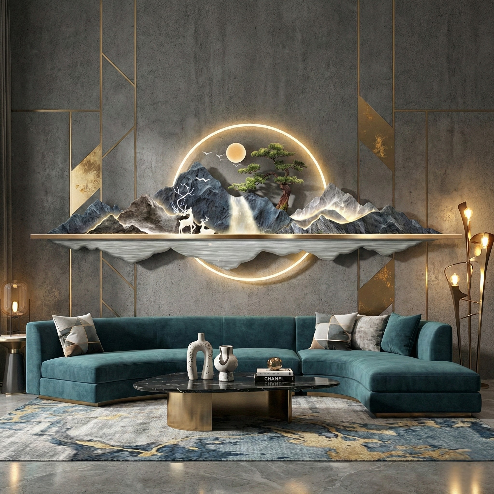 3D Crystal wall decor with led lights