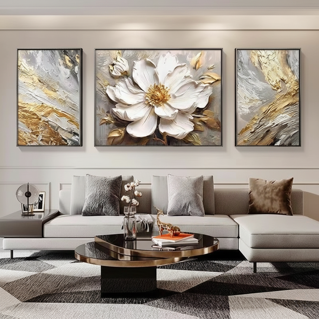 Modern Crystal Painting with Metal Frame set of 3
