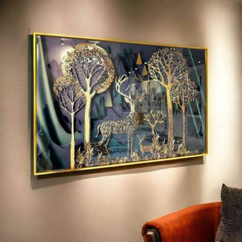 Modern Crystal Painting with Metal Frame