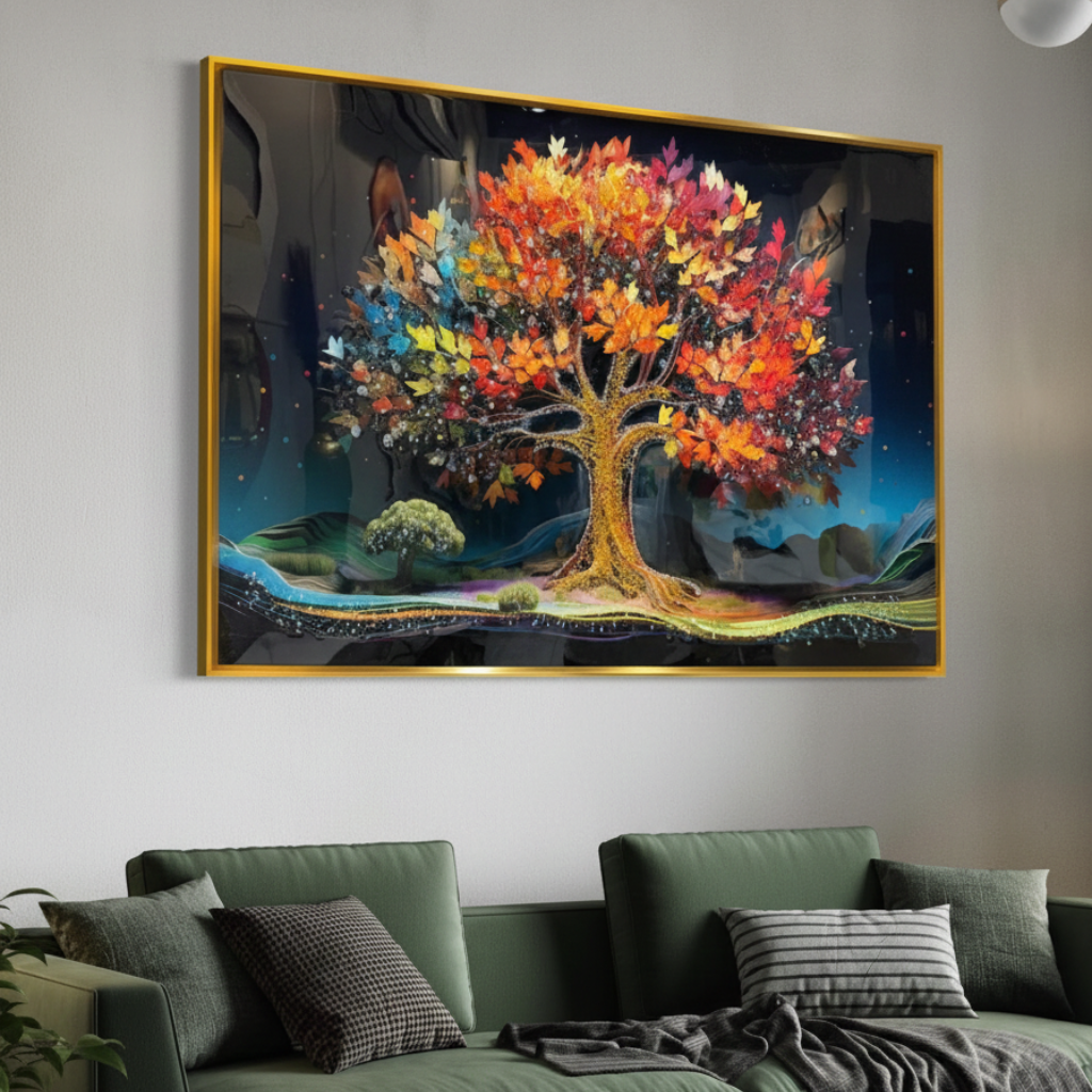 Modern Crystal Painting with Metal Frame