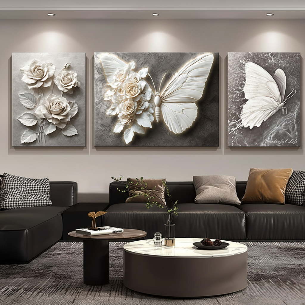 Modern Crystal Painting with Metal Frame set of 3