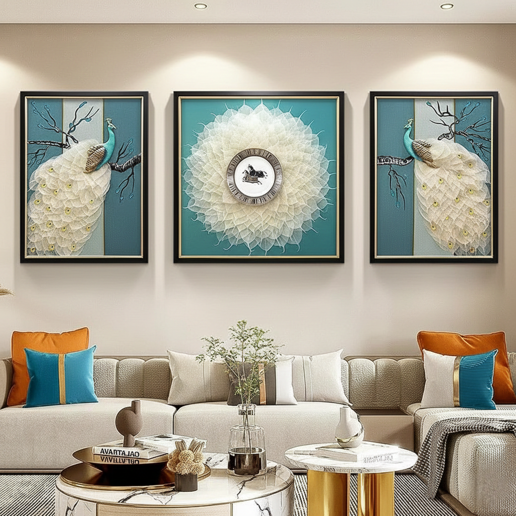 Modern Crystal Painting with Metal Frame set of 3