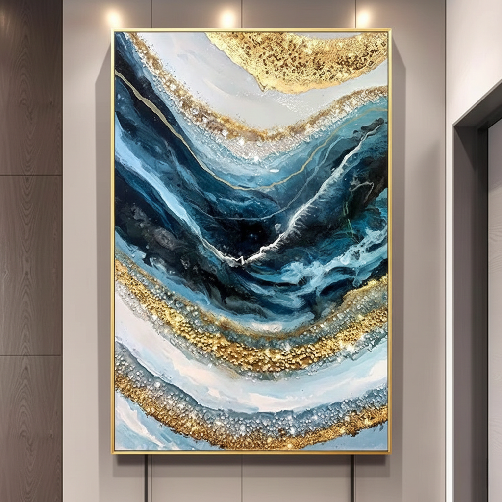 Modern Crystal Painting with Metal Frame