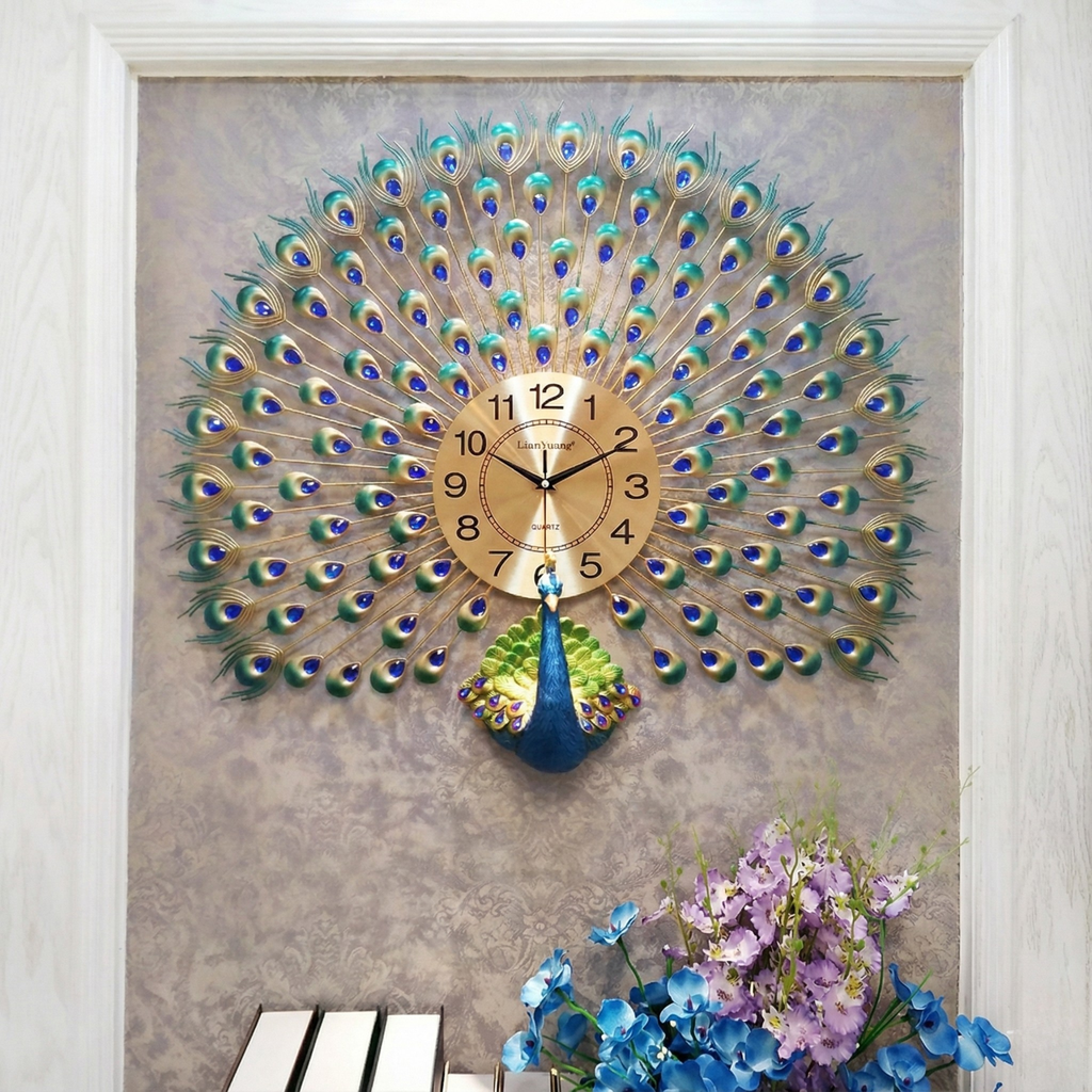 Peacock wall clock