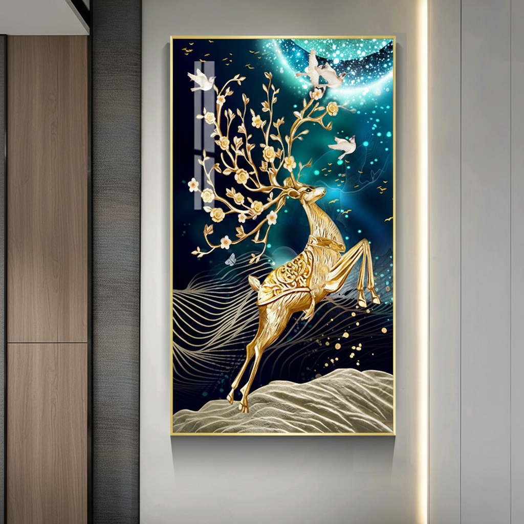 Modern Crystal Painting with Metal Frame