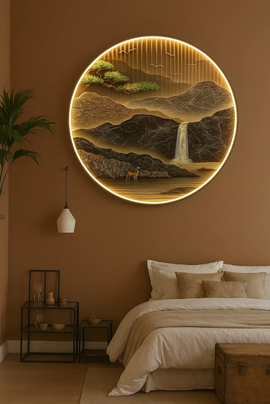 LED Crystal Painting - Waterfall and Mountain Landscape