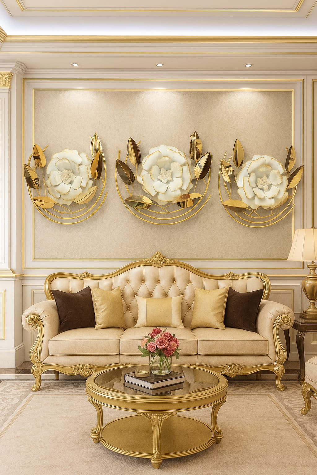 Imperial Bloom Metal Wall Art – Set of 3