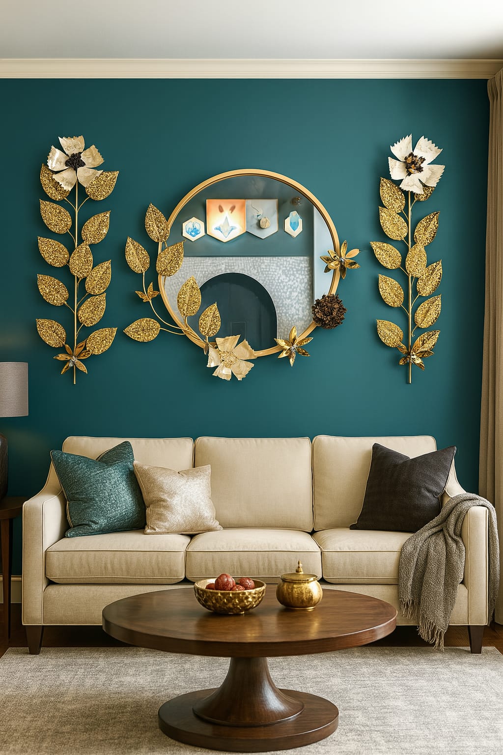 Golden Bloom Mirror Wall Art Set