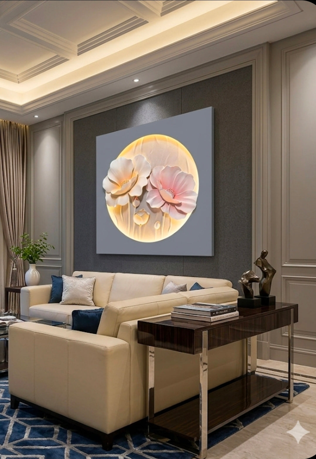 Relife Floral Glow Luxury Wall Decor - Premium 3D Bloom Art