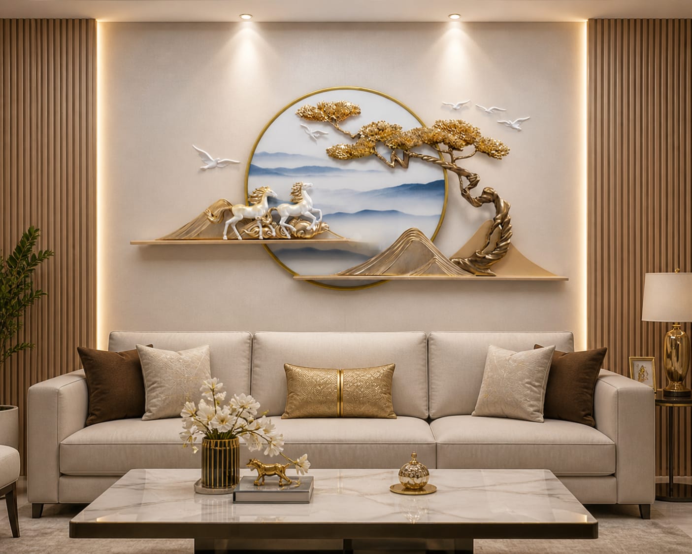 Relife LED Mountain & Horses Luxury Wall Decor - Premium 3D Illuminated Art