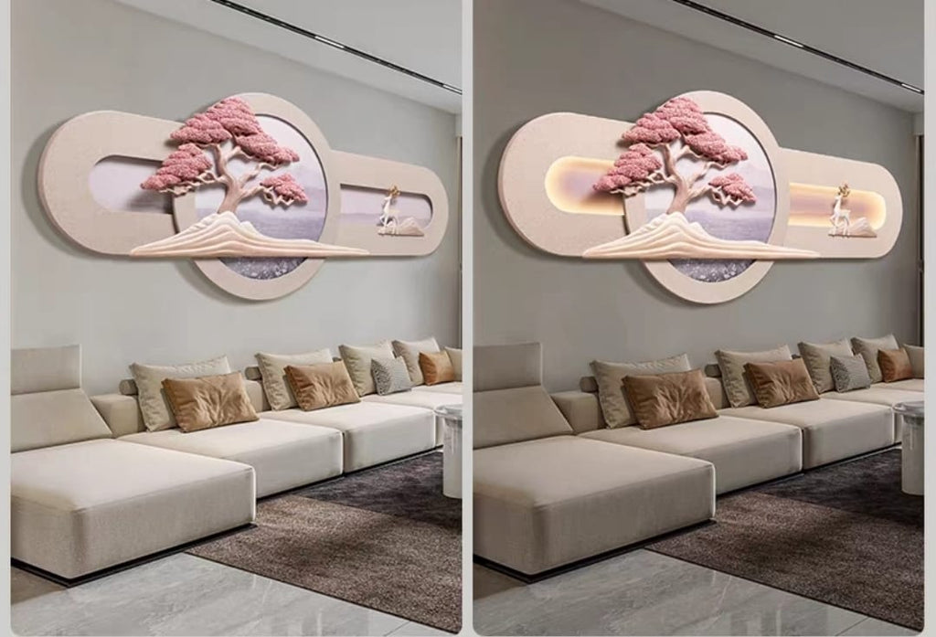 Relife Sakura Deer LED Luxury Wall Decor - Premium 3D Illuminated Art Panel